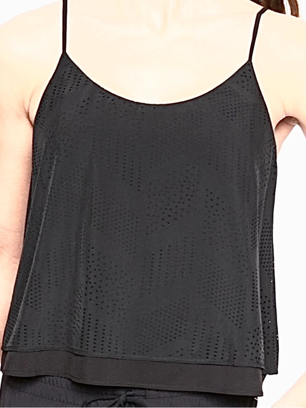 Athleta FWS Perforated Cami Black Crop Adjustable Straps Lined Small 291880